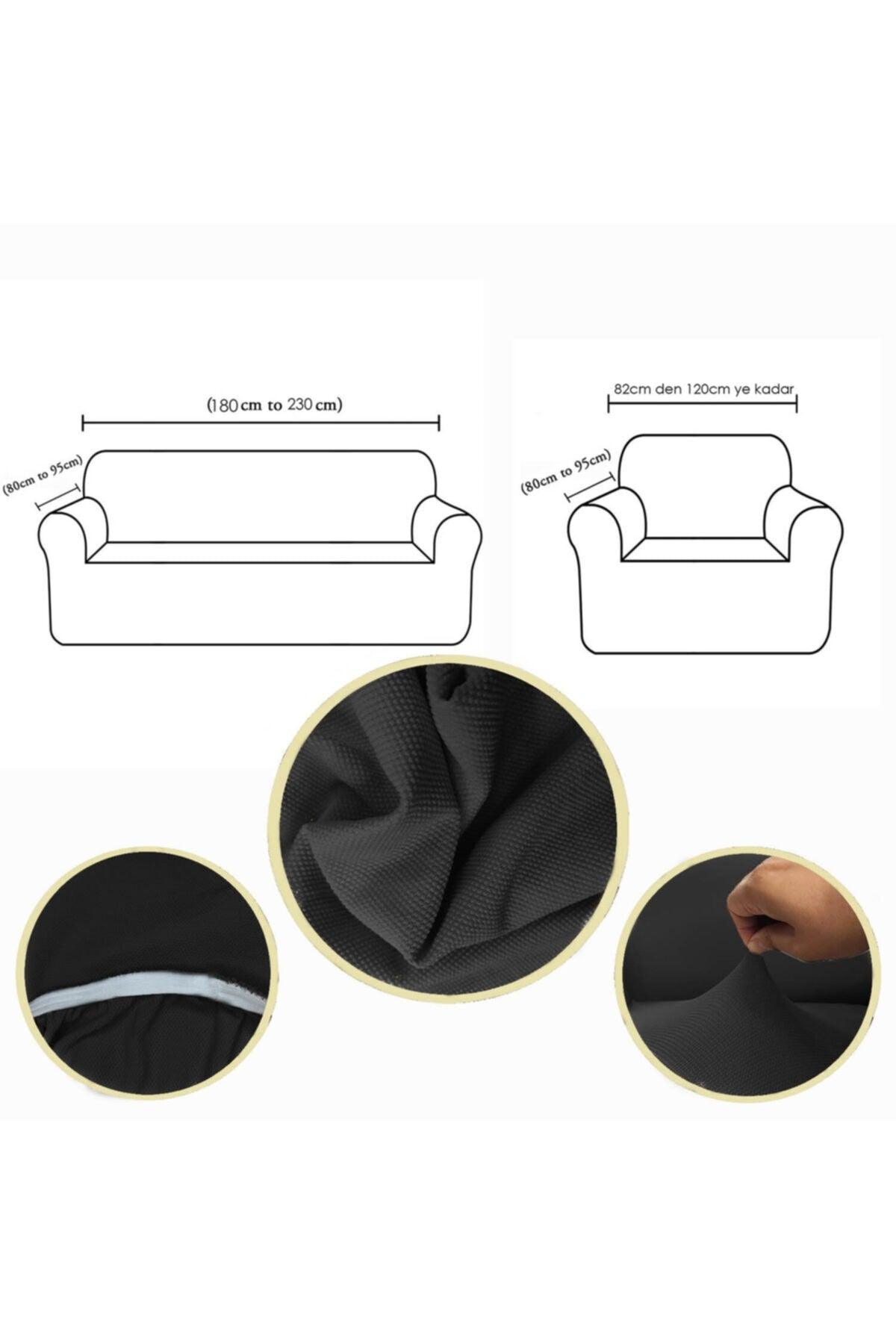 Elastic Elastic Seat Sofa Cover Set 3+3+1+1 Maxi Set Anthracite - Swordslife