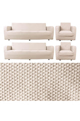 Elastic Flexible Seat Sofa Cover Set Sofa Cover 3+3+1+1 Maxi Set Cream - Swordslife