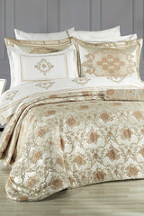 Lauren Dowry Set 10 Pieces Duvet Cover Double Bedspread Capp/gold - Swordslife