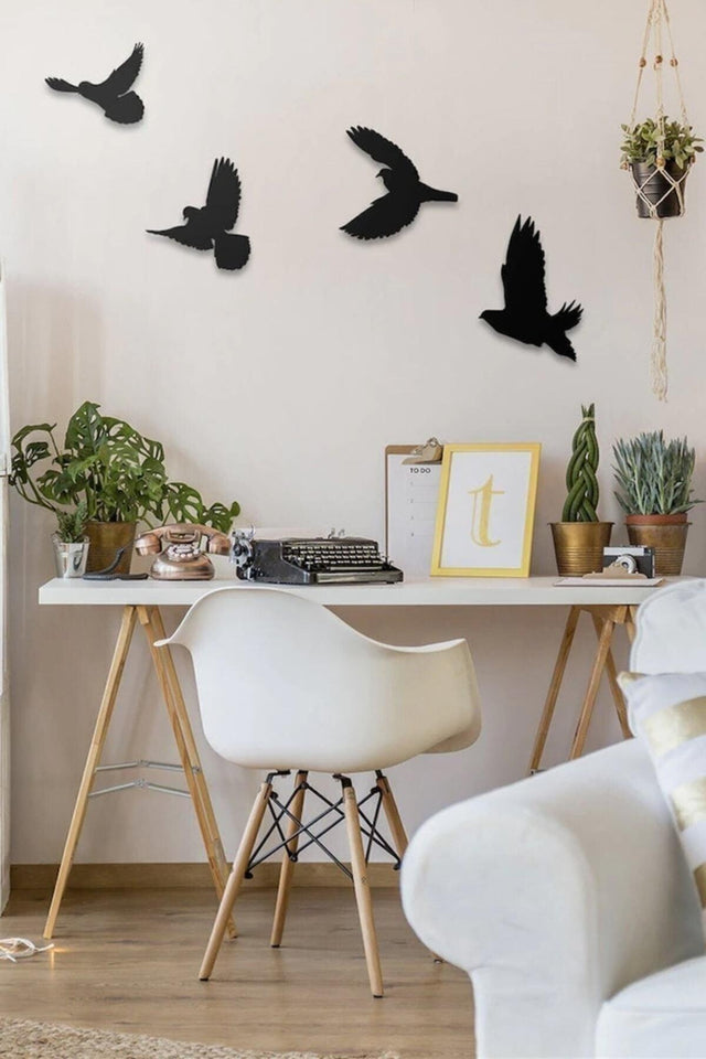 Laser Cut Decorative Modern Quad Bird Wall Ornament - Swordslife