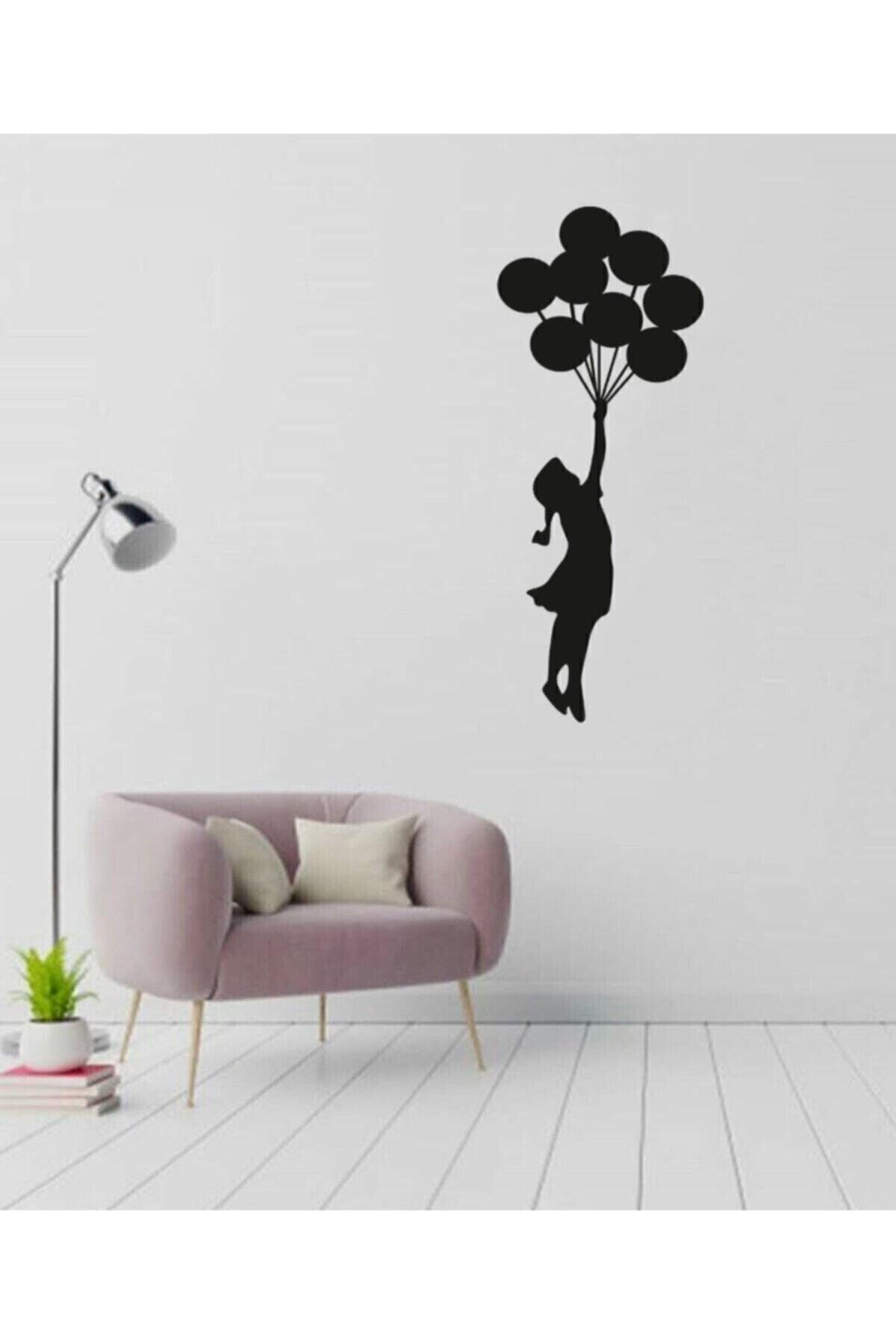 Laser Cut Decorative Painting Wooden Wall Ornament Girl With Flying Balloons - Swordslife