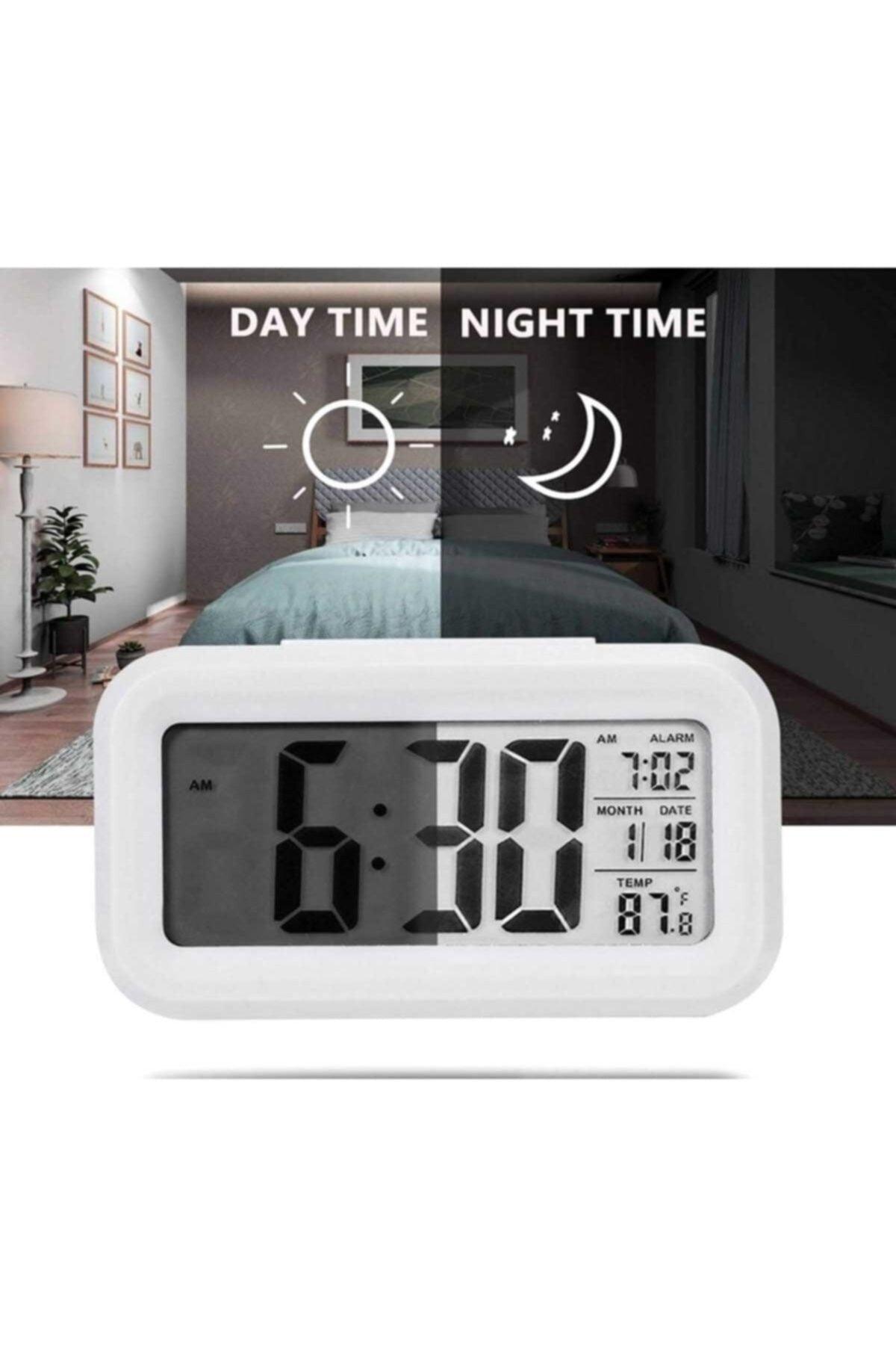 Digital Desk Clock with Lcd Light Sensor Thermometer and Alarm + Battery - Swordslife