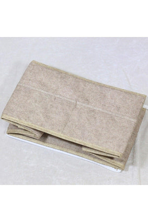 Leather Handle Felt 3 Compartment Bag Cream