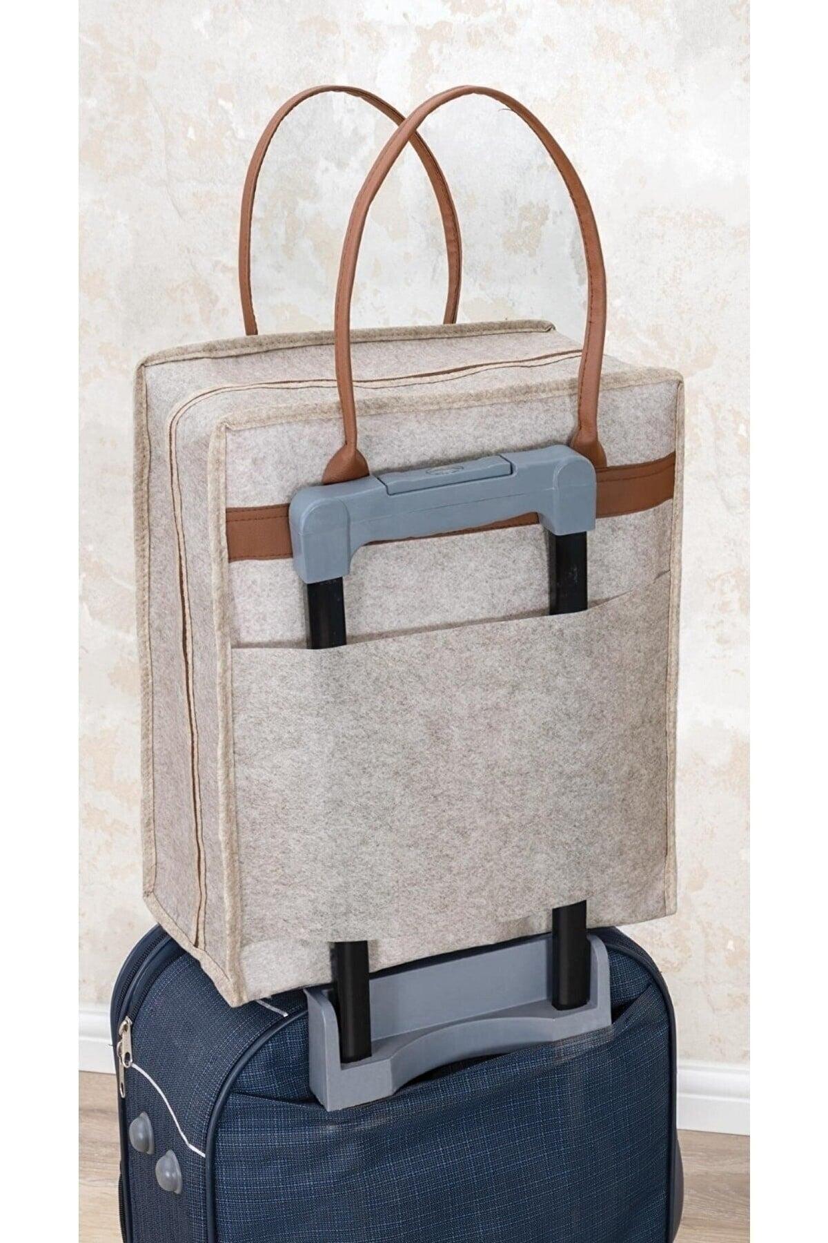 Leather Handle Travel Shoes/ Luggage Bag- Cream - Swordslife