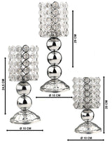 Leman 3rd Set Candle Holder Chrome Crystal - Swordslife