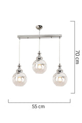 Leon 3 Pcs Row Chrome Suspension Pendant Sport-Salon Chandelier - Swordslife