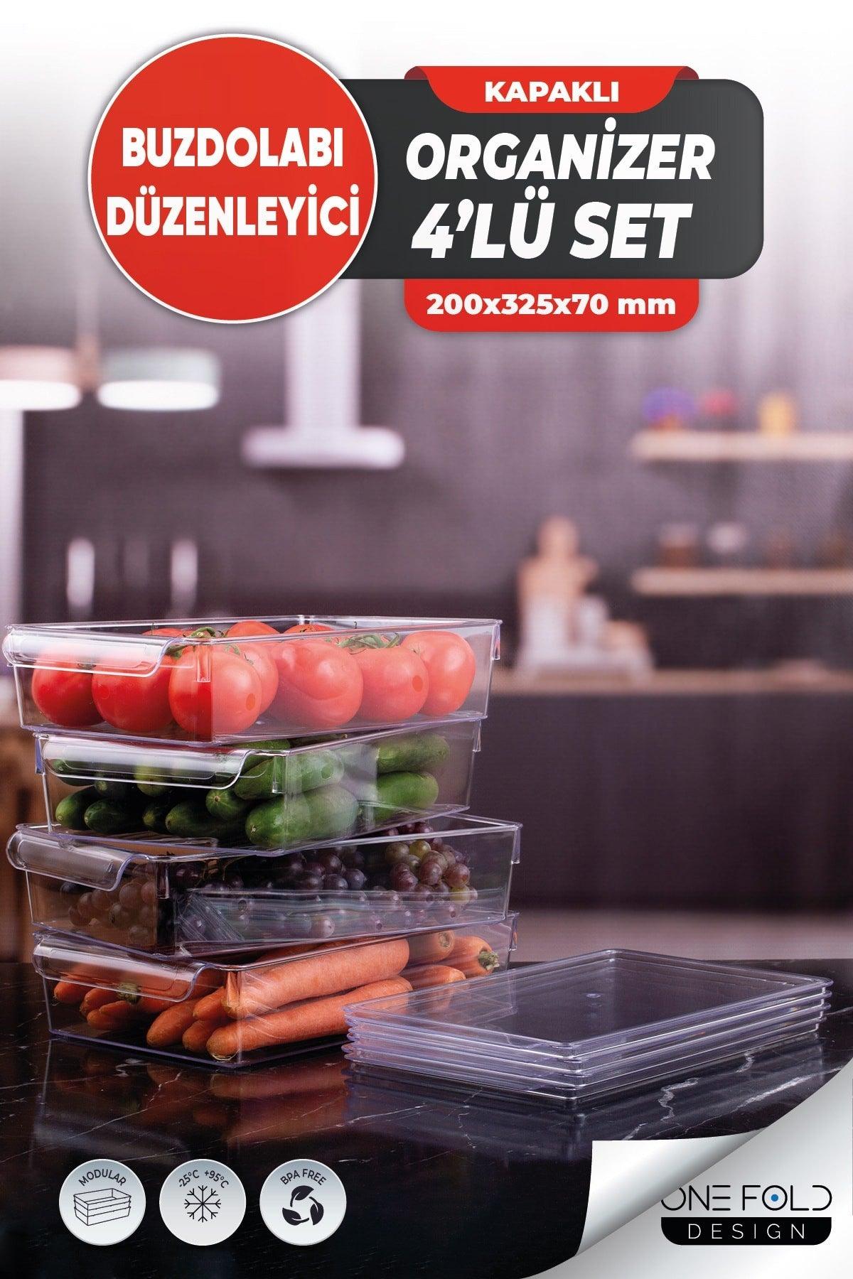 Rectangular Transparent Large Food Storage Container with Lid Set of 4 Refrigerator Organizer - Swordslife