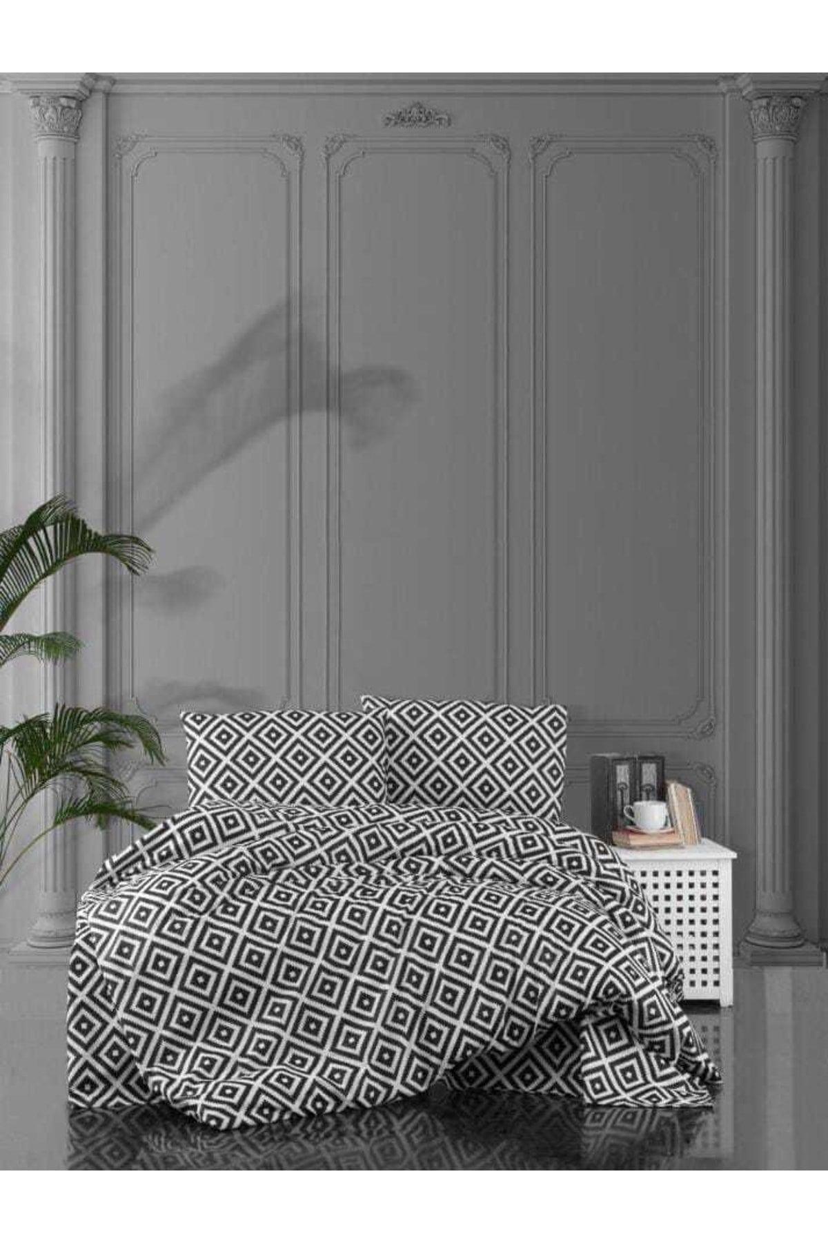 Life Blackwhite Series Diagonal Black and White Double Cotton Duvet Cover Set (without sheet) - Swordslife