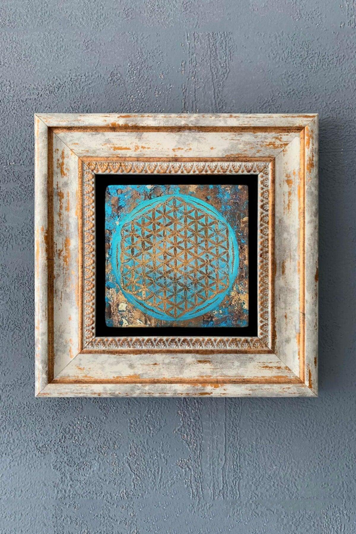 Flower of Life Framed Stone Wall Decor 20x20 Cm-wall Decor - Swordslife