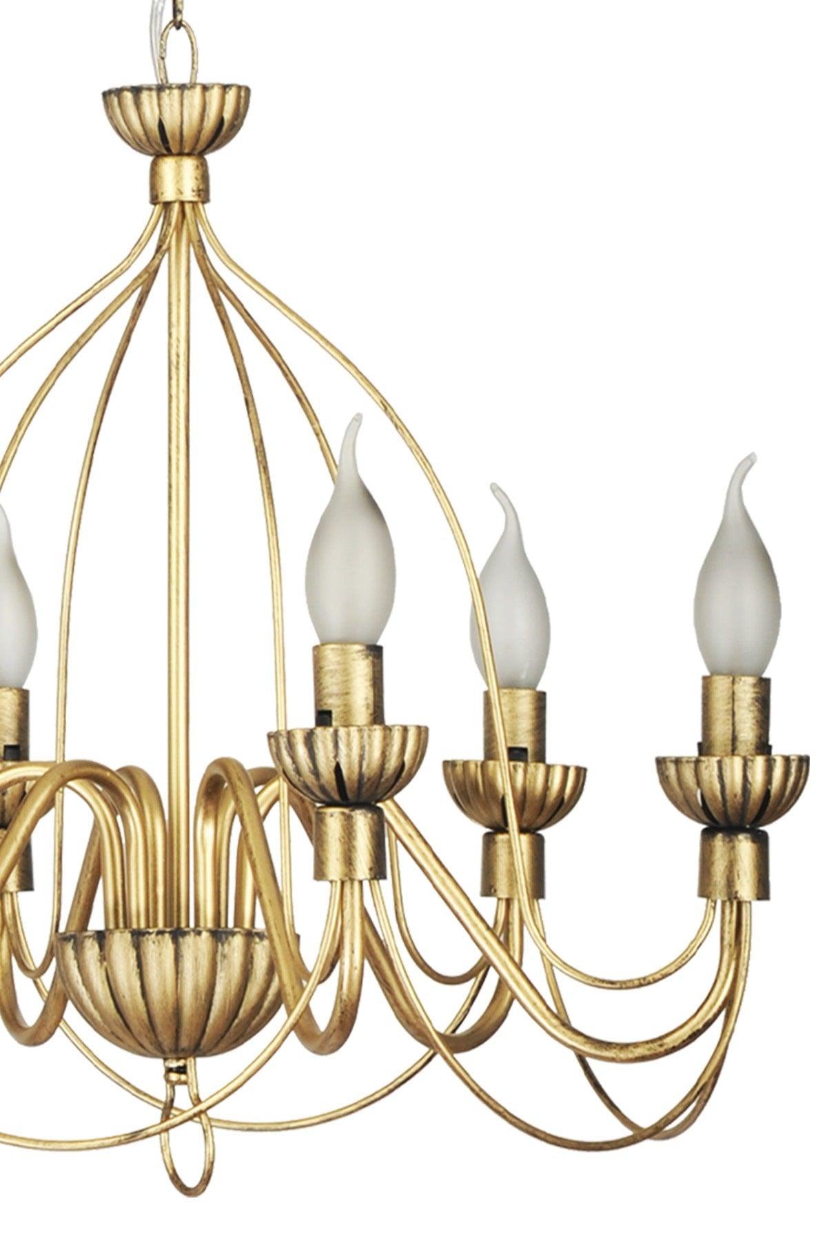Lighting Calista 6 Case Black Yellow Patina Chandelier - Swordslife