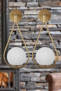 Lighting Drop Sconce Tumbled White Globe Glass 2 Pieces - Swordslife