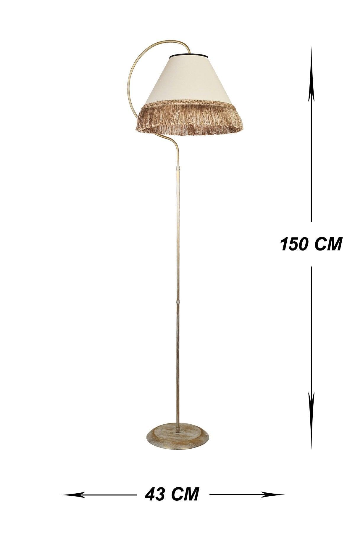 Lighting Floor Lamp Drizzle Cream Yellow Patina Lampshade Cream Tassels - Swordslife