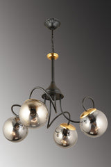 Lightning Black 4-Piece Smoked Globe Glass Downward Facing Modern Luxury Chandelier - Swordslife