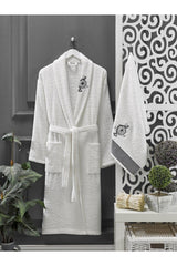 Lilac White Towel Bathrobe Set of 4