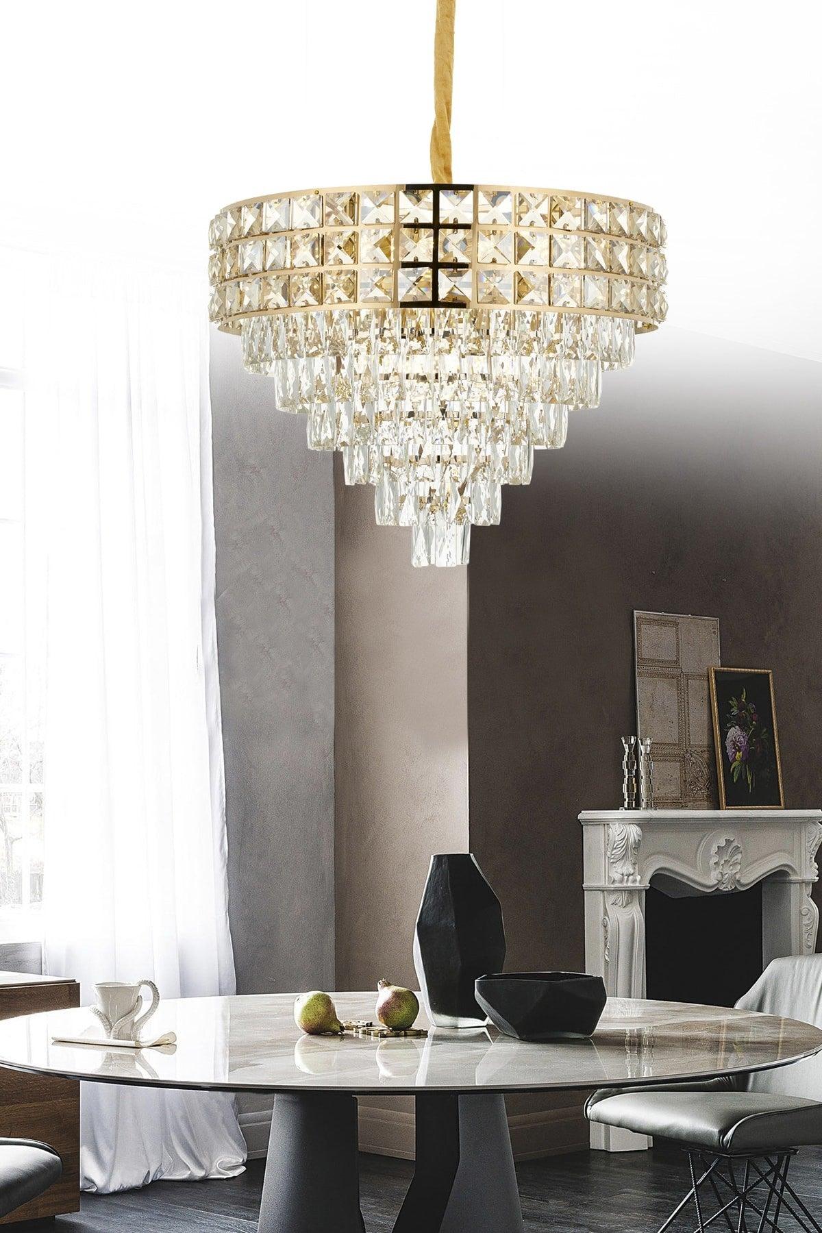 Liliana 60 Yellow Crystal Stone Chandelier - Swordslife