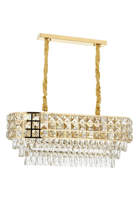 Liliana 80's Yellow Crystal Stone Chandelier Over the Dining Table - Swordslife