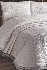 Limena Lacy Quilted Ultrasonic Double Bedspread Cream - Swordslife