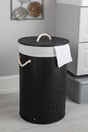 Limpia Natural Bamboo Black Round Laundry Basket - Swordslife