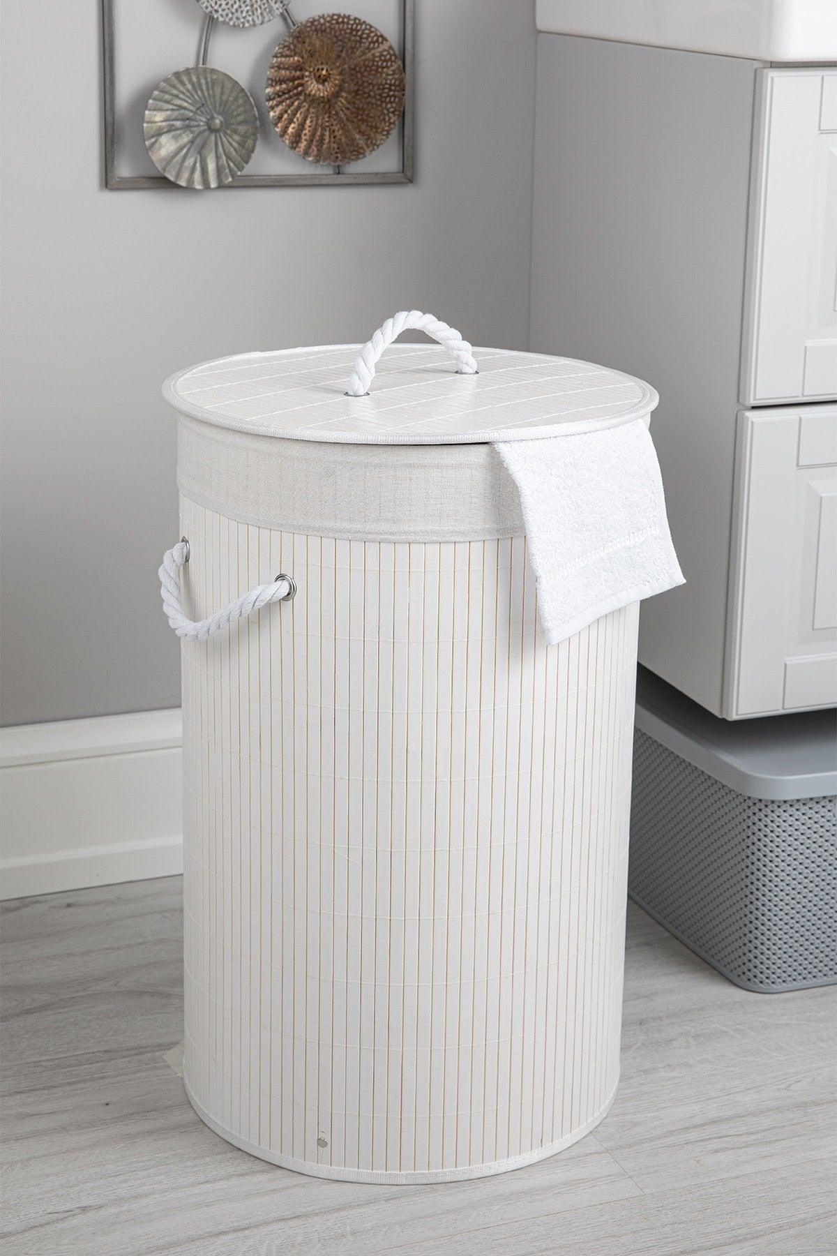 Limpia Natural Bamboo White Round Laundry