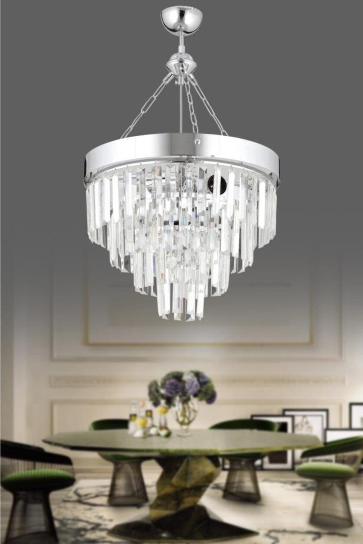 Linda 40 Silver Luxury Crystal Stone Chandelier - Swordslife