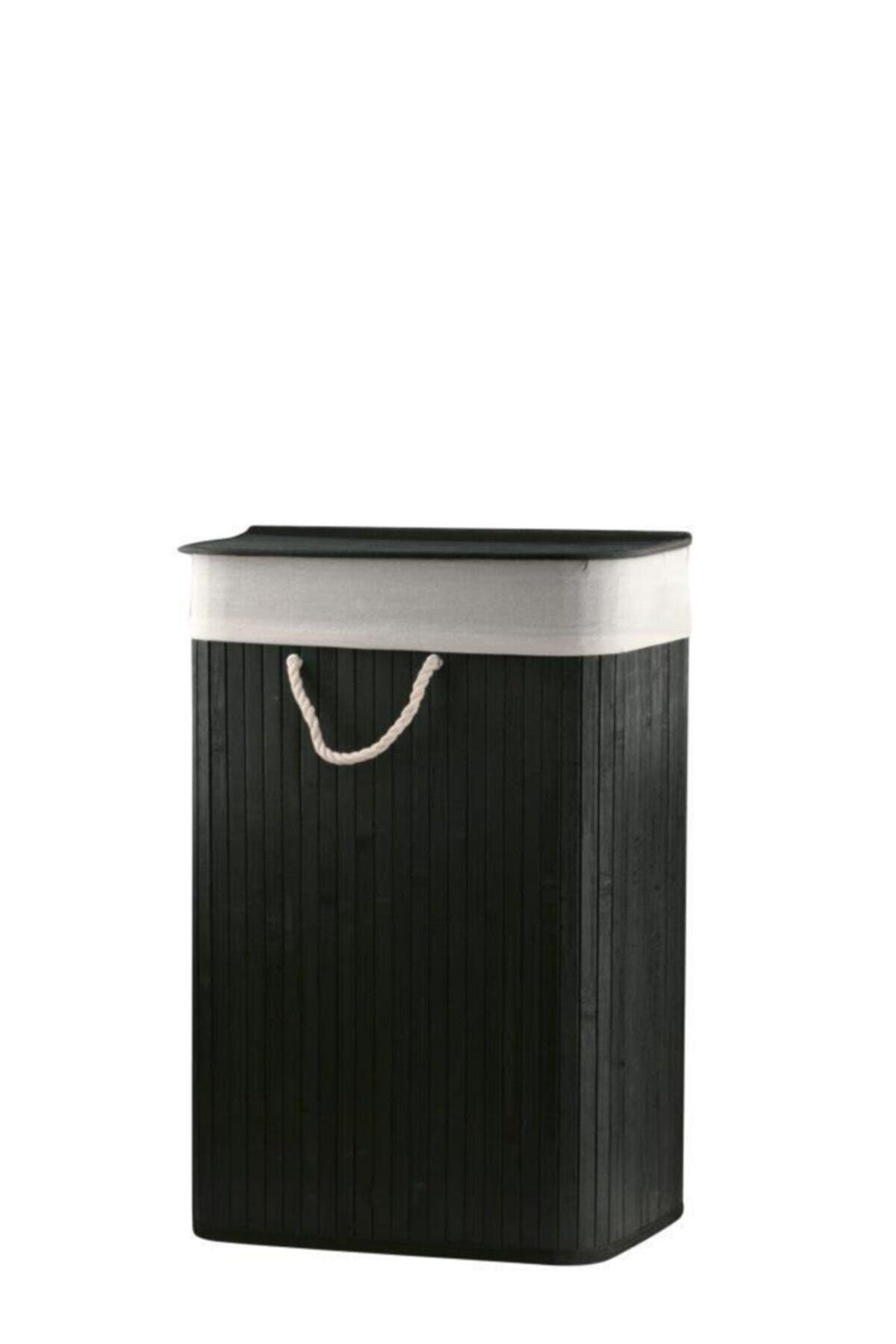 Laundry Basket Bamboo Square Black Color Folding Dirty Laundry Basket - Swordslife