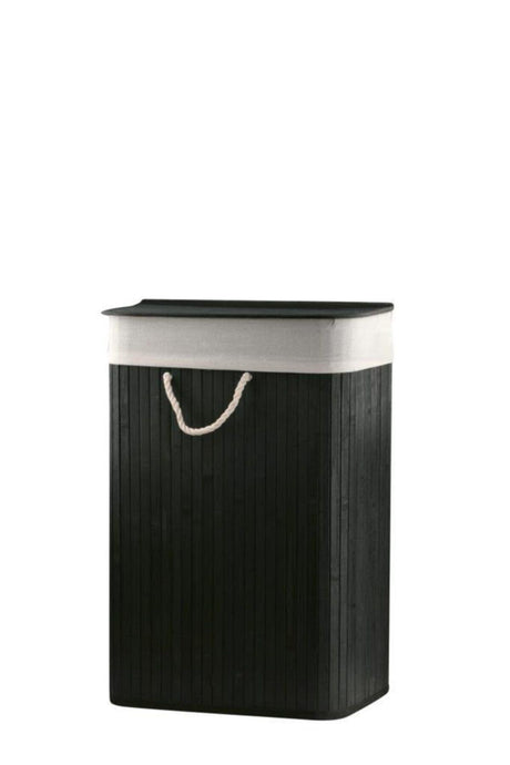 Laundry Basket Bamboo Square Black Color Folding Dirty Laundry Basket - Swordslife