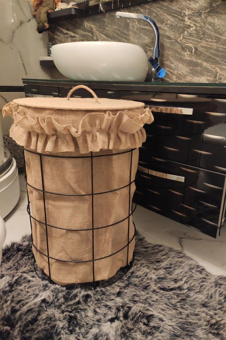 Laundry Basket, Organizer And Multi-Purpose Basket, Dirty Basket - Collection Basket - Jute Fabric 60x40cm - Swordslife