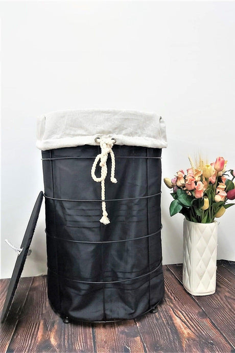 Laundry Basket, Organizer And Multi-Purpose Basket - Striped Black 60x40cm - Swordslife