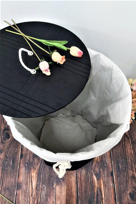 Laundry Basket, Organizer And Multi-Purpose Basket - Striped Black 60x40cm - Swordslife