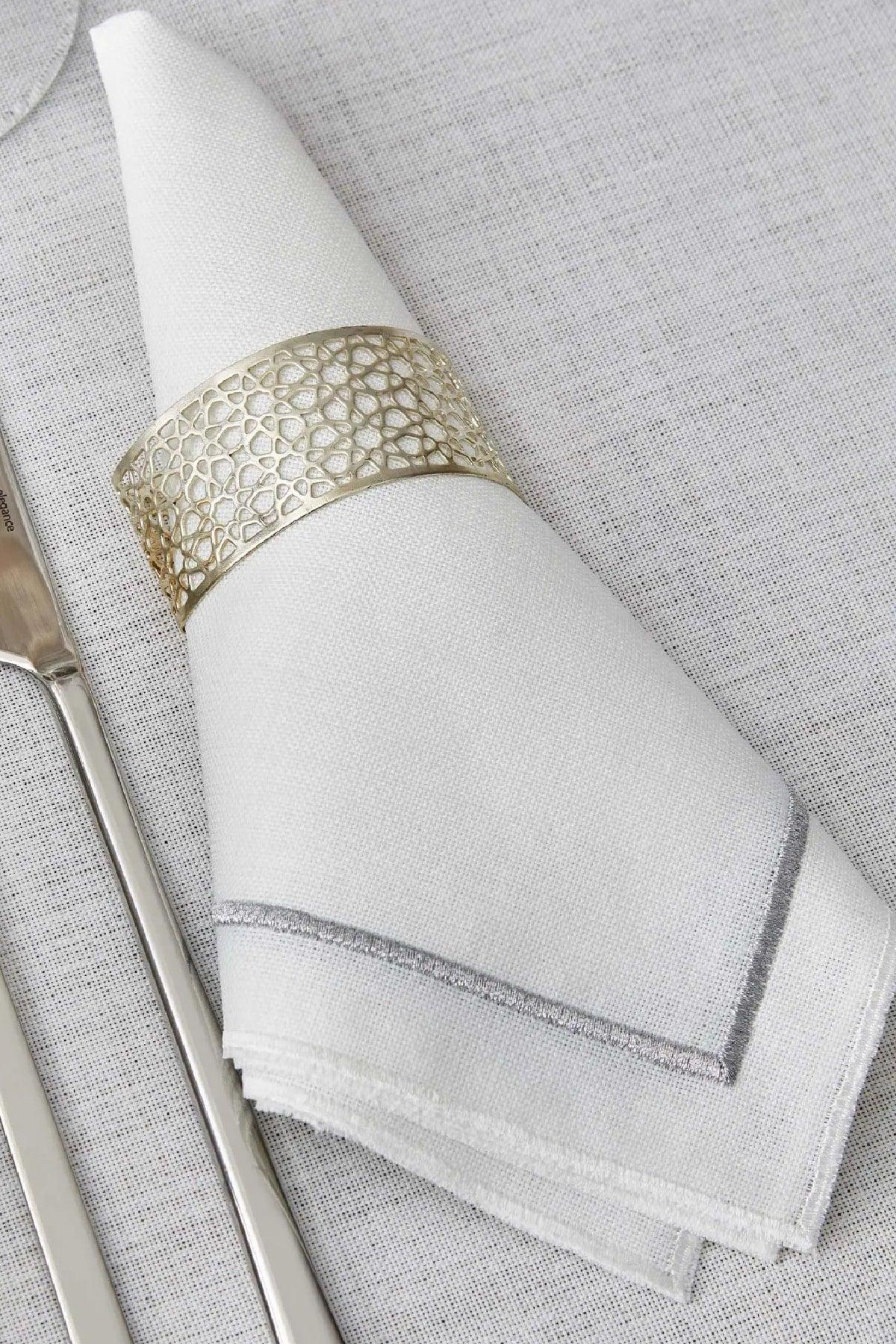 Linen Silver 13 Piece Table Cloth Set - Swordslife