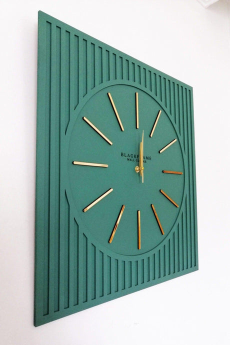 Lines Effects Series Special Design Wall Clock - Emerald & Gold - 50x50cm - Swordslife