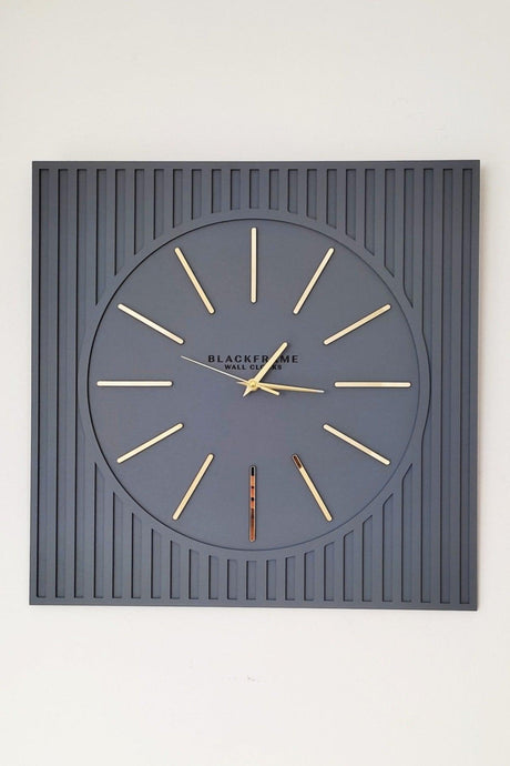 - Lines Effects Series Special Design Wall Clock - Anthracite & Gold - 50x50cm - Swordslife