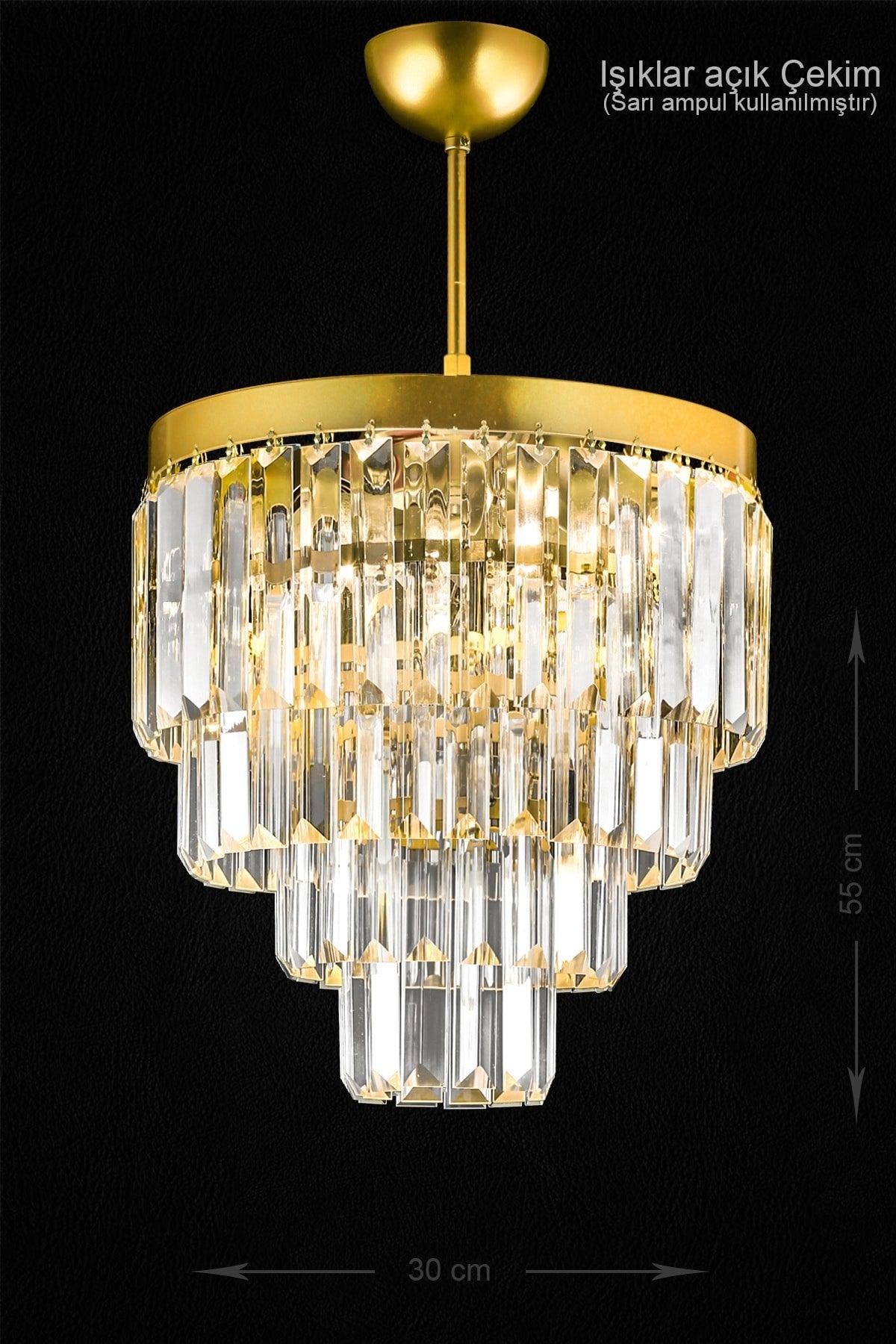 Linsa 30 Cm Crystal Glass Stone Luxury Chandelier - (YELLOW gilding) - Swordslife