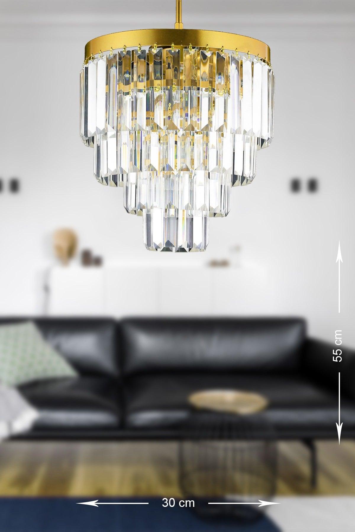 Linsa 30 Cm Crystal Glass Stone Luxury Chandelier - (YELLOW gilding) - Swordslife