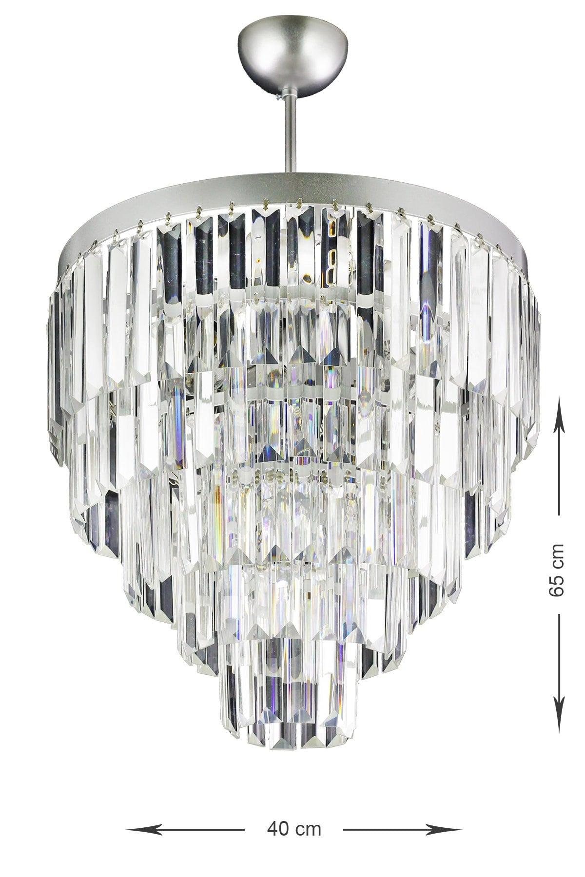 Linsa 40 Cm Crystal Glass Stone Luxury Chandelier - (SILVER GILT) - Swordslife