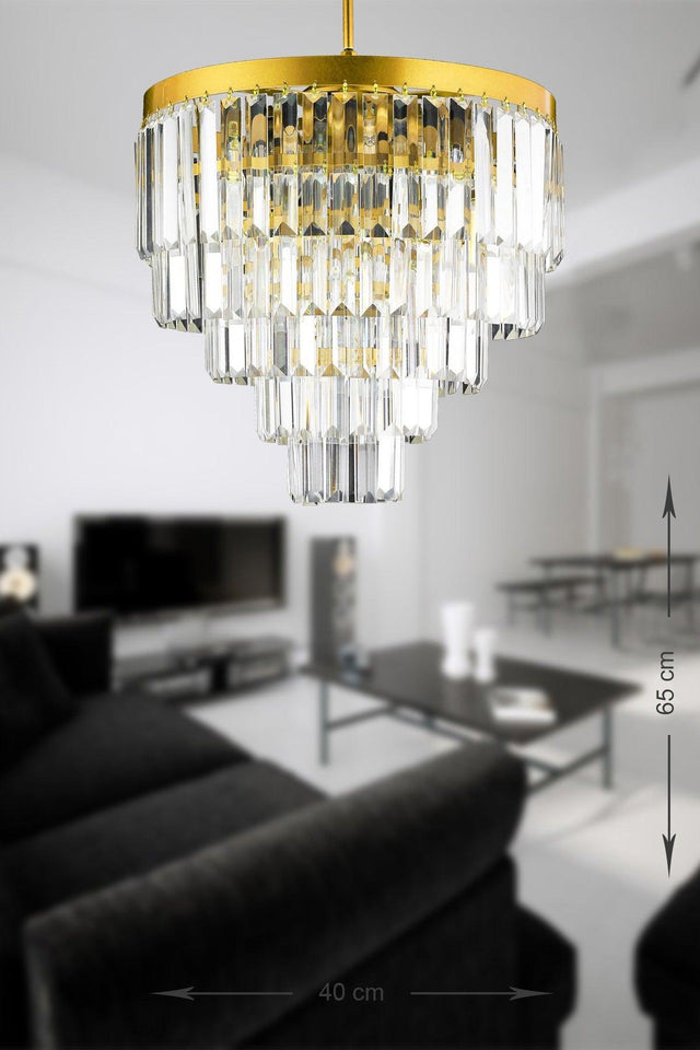 Linsa 40 Cm Crystal Glass Stone Luxury Chandelier - (YELLOW gilding) - Swordslife