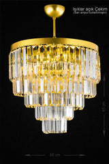 Linsa 40 Cm Crystal Glass Stone Luxury Chandelier - (YELLOW gilding) - Swordslife