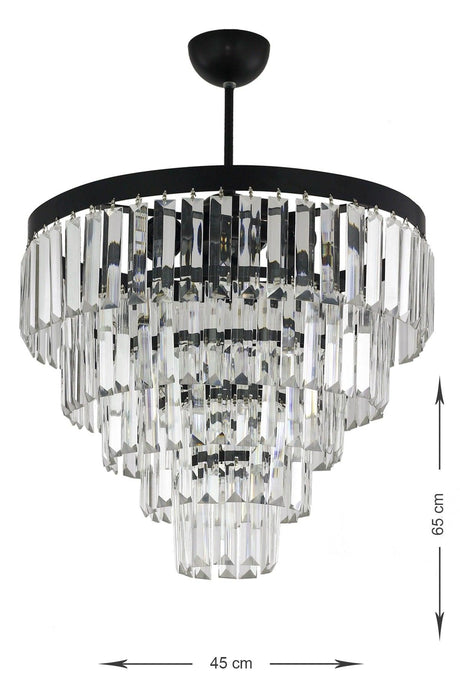 Linsa 45 Cm Crystal Glass Stone Luxury Chandelier - (matt Black) - Swordslife