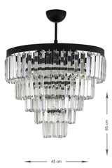 Linsa 45 Cm Crystal Glass Stone Luxury Chandelier - (matt Black) - Swordslife