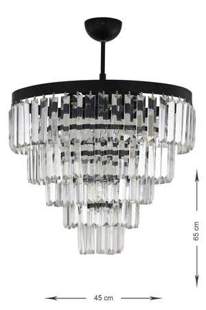 Linsa 45 Cm Crystal Glass Stone Luxury Chandelier - (matt Black) - Swordslife