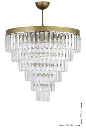 Linsa 55 cm Luxury Chandelier with Crystal Glass Stone - (Tumbled Color) - Swordslife