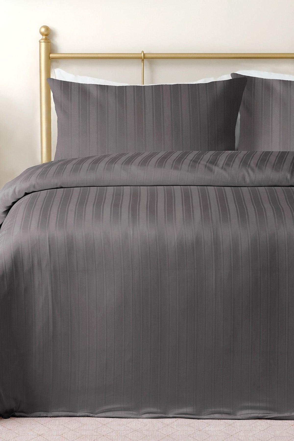 Lior Striped Cotton Satin King Size Duvet Cover