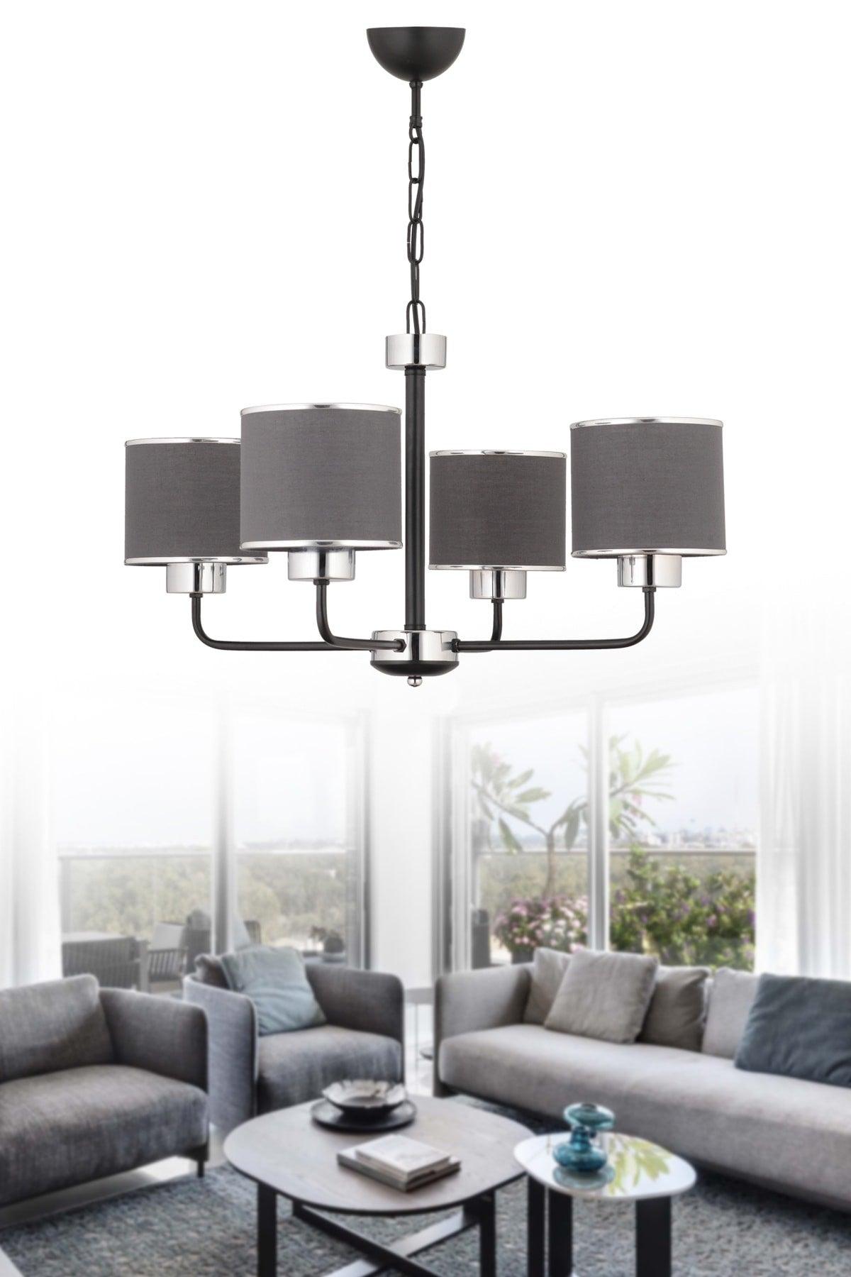 Lisa 4 Pieces Modern Anthracite Pendant Lamp Chandelier - Swordslife