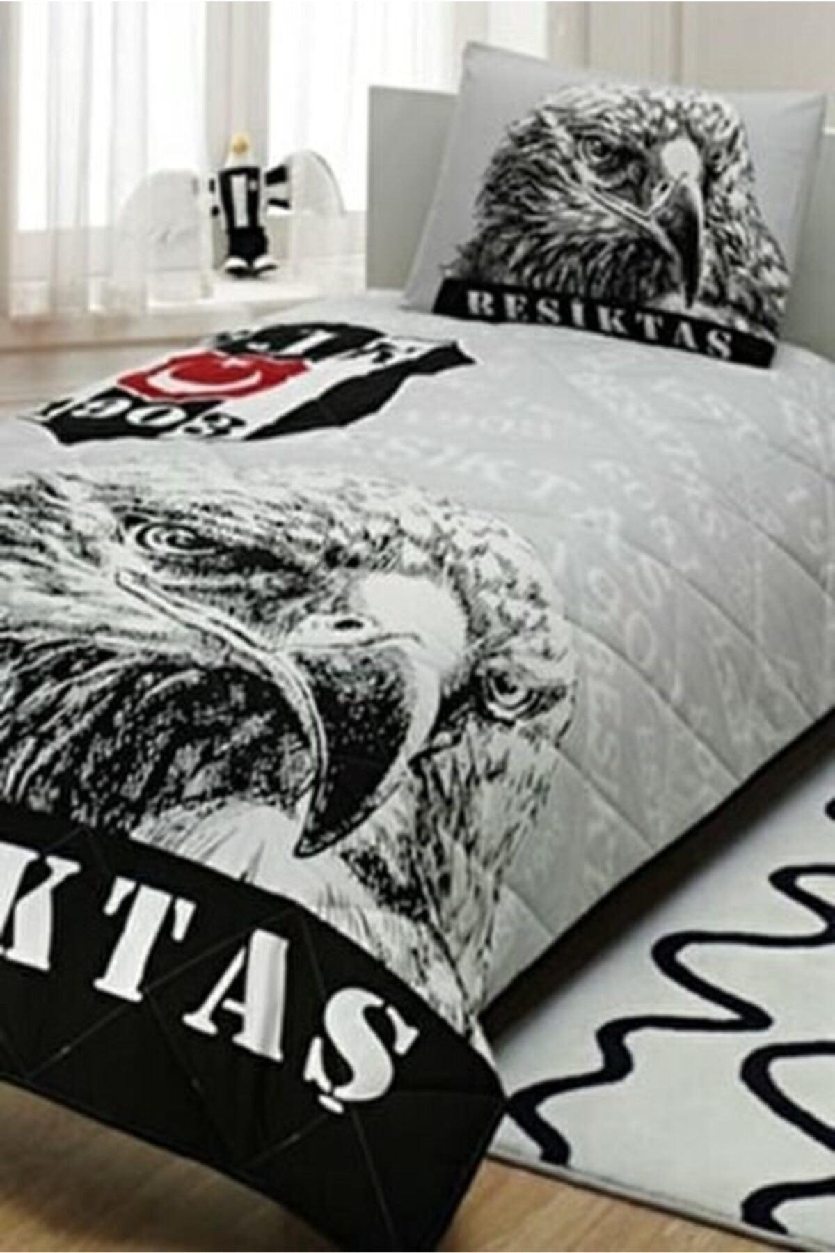 Licensed Beşiktaş Black and White Bedspread - Swordslife