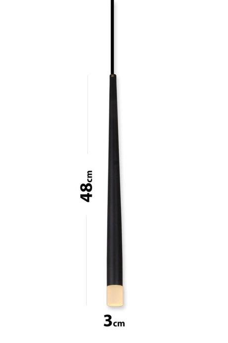 Long Led Gofrato Grained Black Color Single Led Pendant Lamp - Swordslife