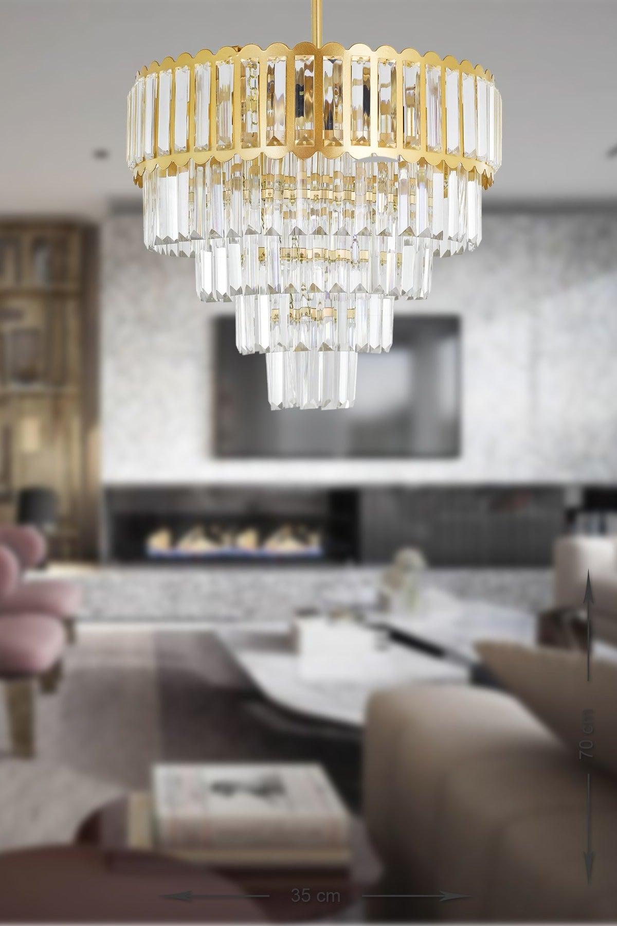 Lora 45 Cm Crystal Glass Stone Luxury Chandelier - (Yellow Gilding) - Swordslife