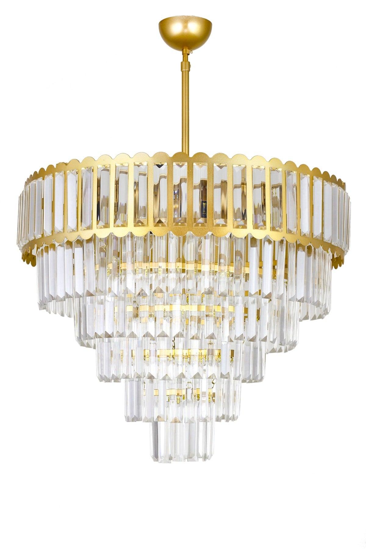 Lora 55 Cm Luxury Chandelier with Crystal Glass Stone - (Yellow Gilding) - Swordslife