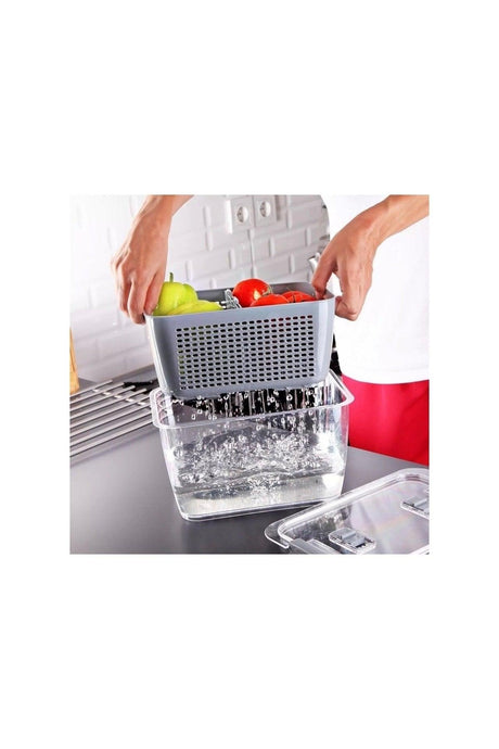 Lossa Organizer Fruit Vegetable Storage Container With Strainer And Compartments 9 Lt - Swordslife