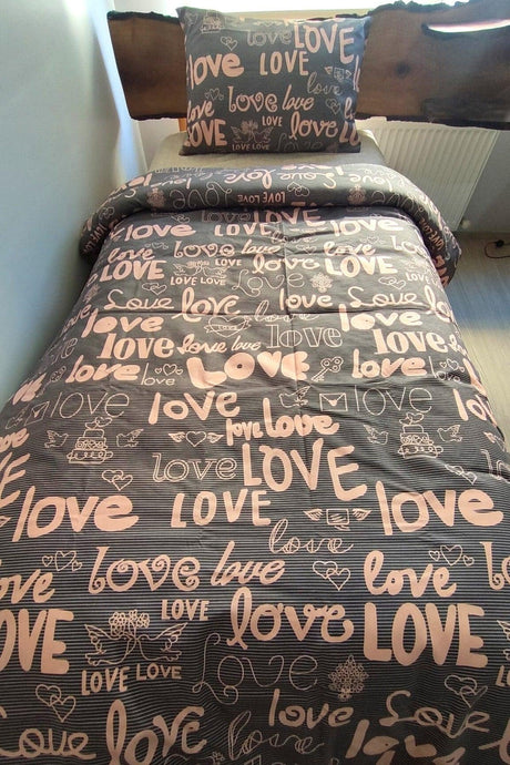 Love Printed Elastic Bed Linen Single Duvet Cover Set - Swordslife