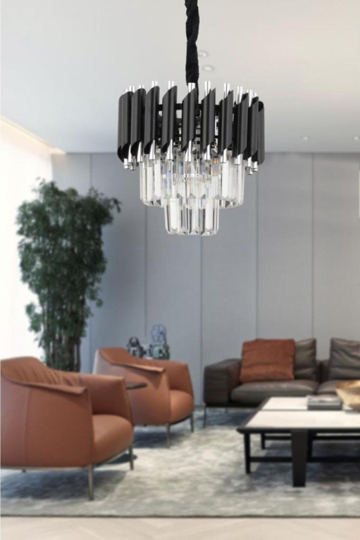 Luna 30 Black-Silver Luxury Crystal Stone Chandelier - Swordslife